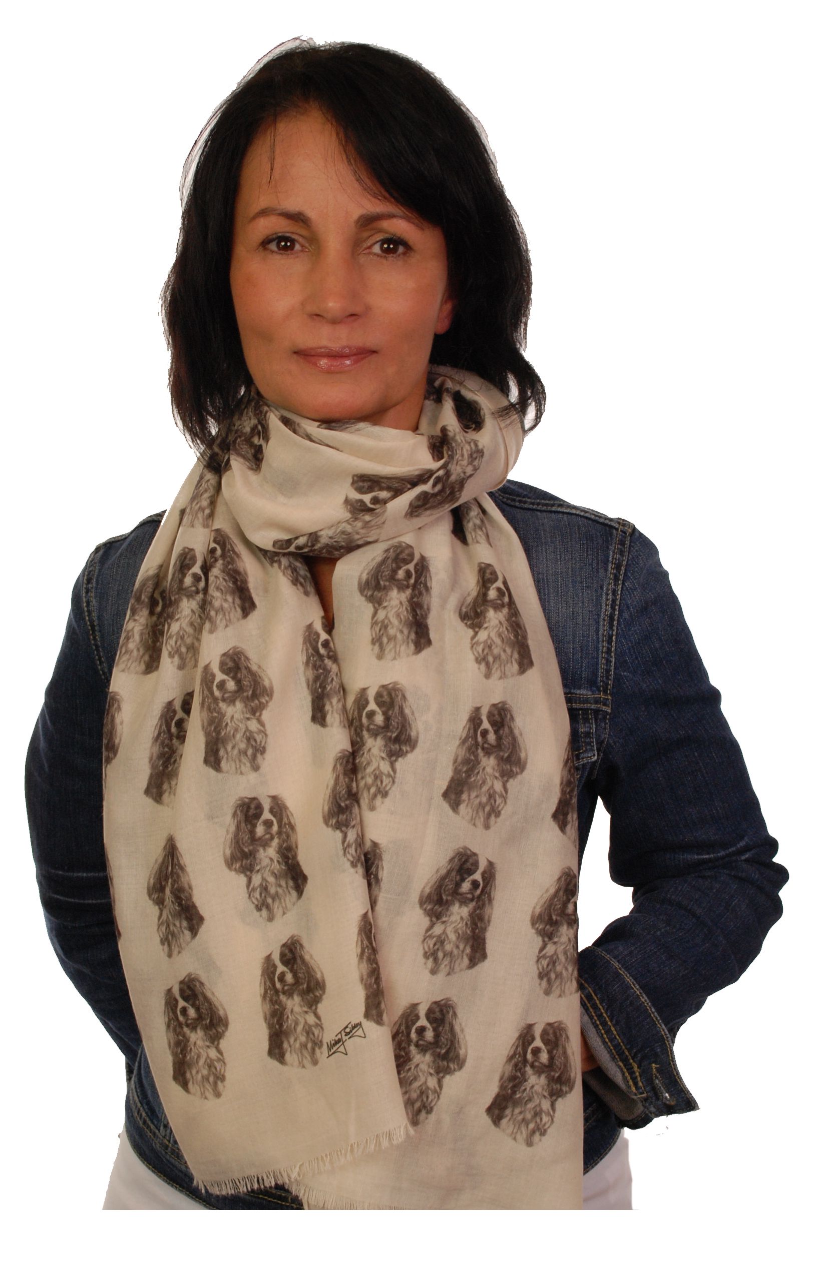 scarf with Poodle dog design on womens ladies fashion printed shawl mike sibley 